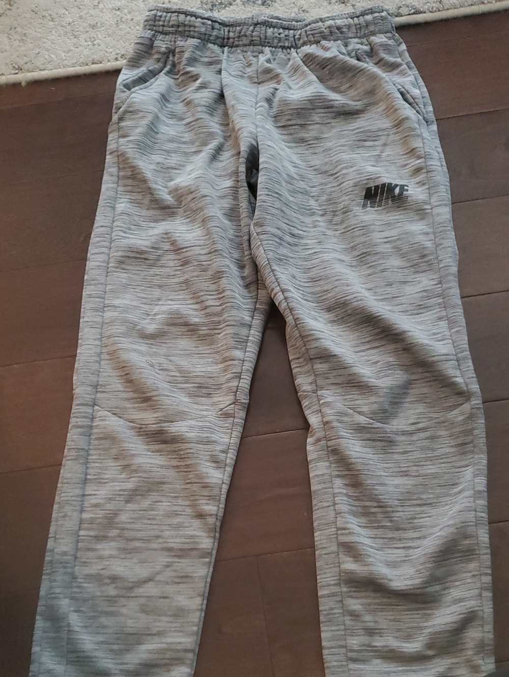 Nike Gray Heather Kids Joggers - Logo Accent Size Youth Large Small Snug On Knee